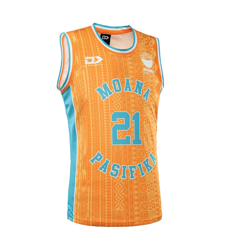 2022 Moana Pasifika Mens Basketball Singlet Orange right