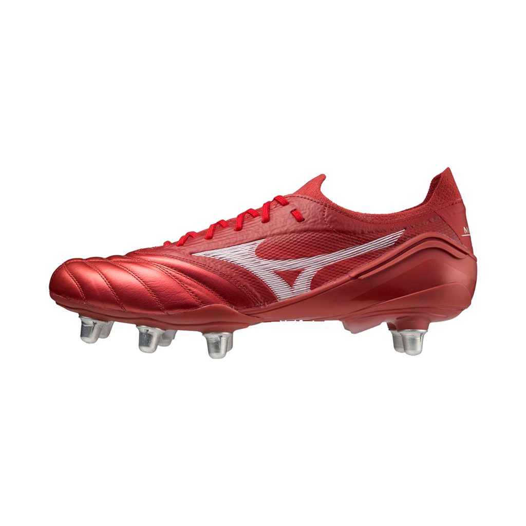 Mizuno Morelia Neo III Beta Elite Full Stud – Red/White | The Rugby Shop