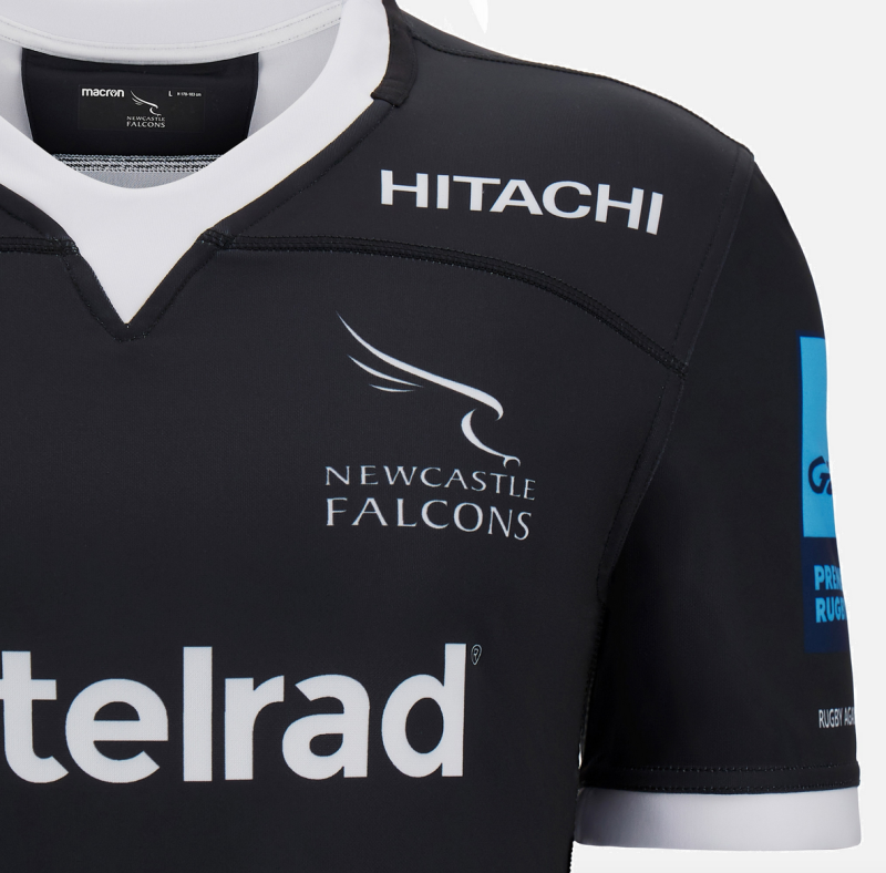 Newcastle Falcons 2022/23 adults' home poly replica shirt front