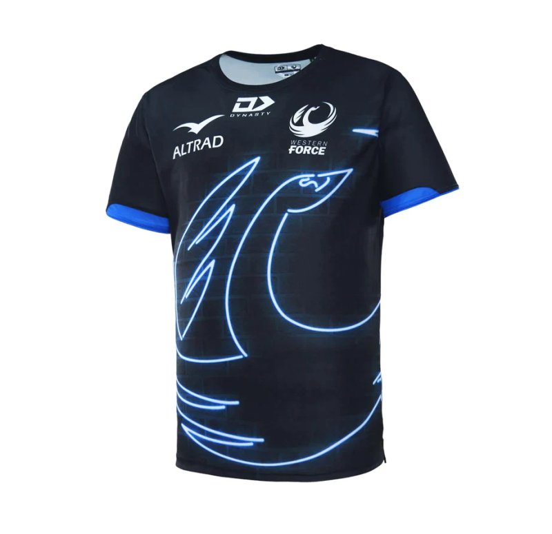 2023 Western Force Mens Warm Up Tee side