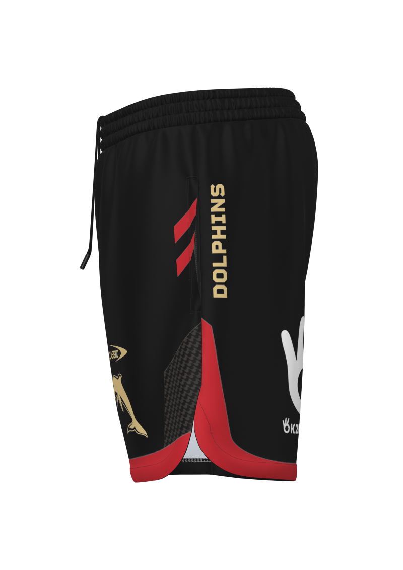 DOLPHINS MENS TRAINING SHORTS SIDE