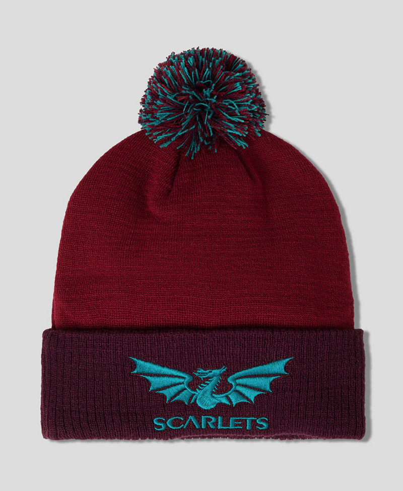 Stay warm in the stands in the brand new Scarlets Castore Bobble Hat 23/24