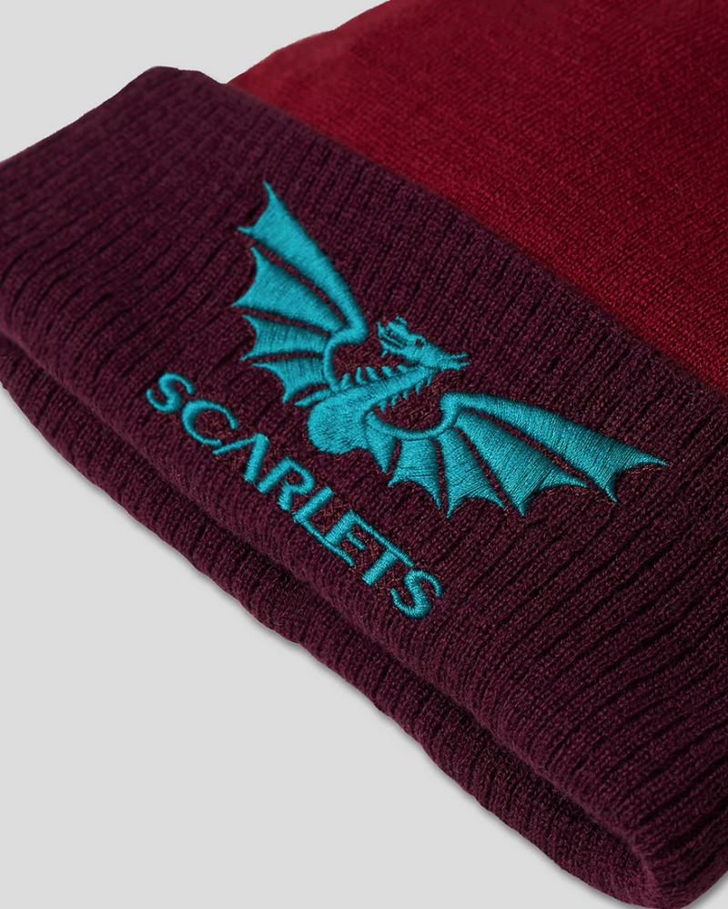 Stay warm in the stands in the brand new Scarlets Castore Bobble Hat 23/24 front