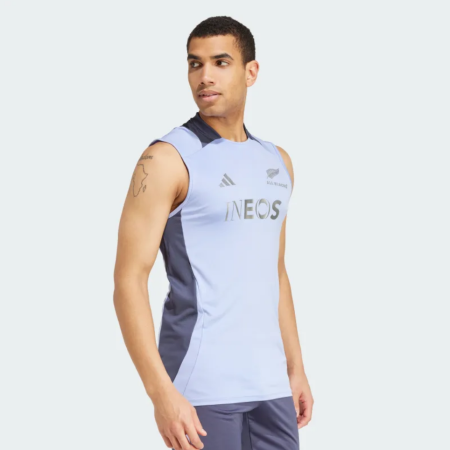 Adidas Mens All Blacks Performance Singlet Blue 24/25 side