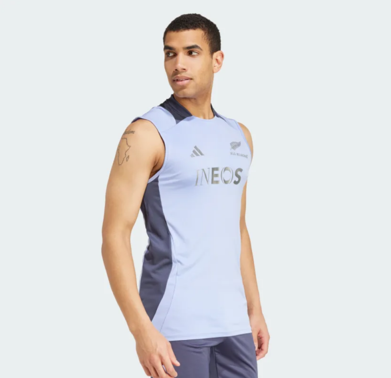 Adidas Mens All Blacks Performance Singlet Blue 24/25 side