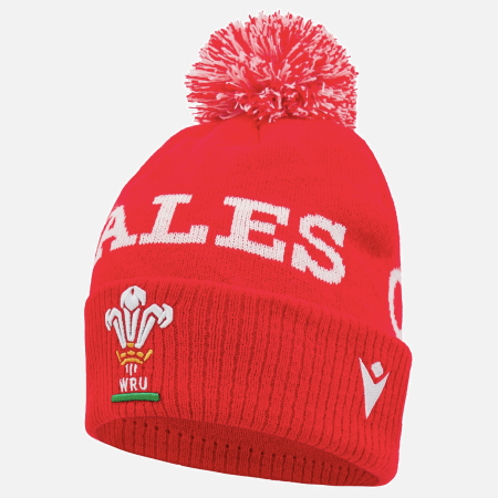 Welsh Rugby 2024/25 red pathway pom pom beanie