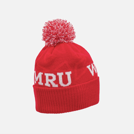 Welsh Rugby 2024/25 red pathway pom pom beanie back