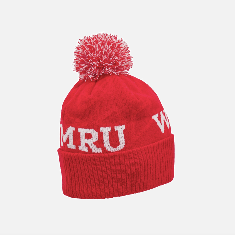 Welsh Rugby 2024/25 red pathway pom pom beanie back