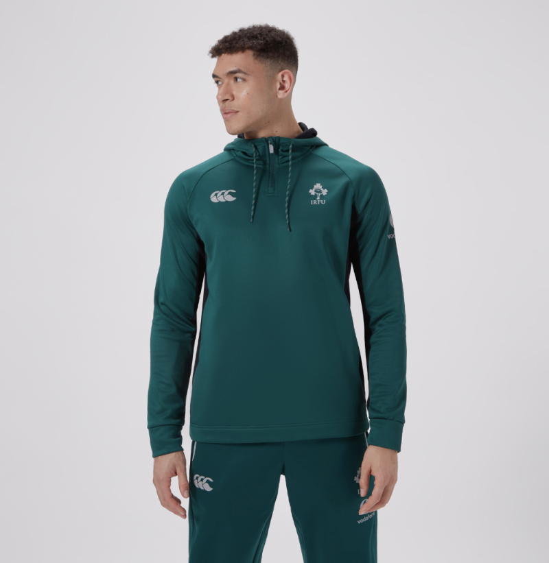 2024/25 Ireland Rugby Overhead 1/4 Zip Hoodie Green 1