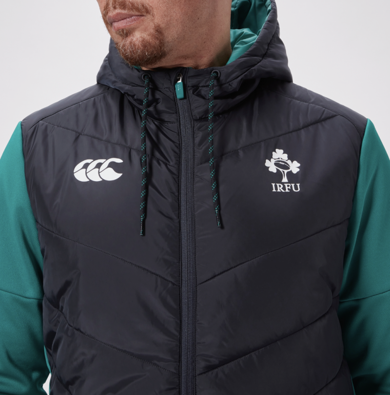 Ireland Rugby Hybrid Padded Jacket Black/Green 1