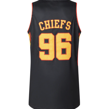 Train in style and support your team with pride in the new 2024 Chiefs Mens Basketball Singlet  back