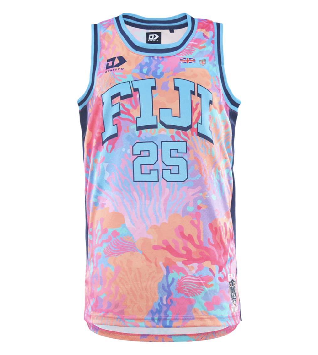 2025 Fiji Bati Mens Basketball Singlet - Coral 2025 Fiji Bati Mens Basketball Singlet - Coral
