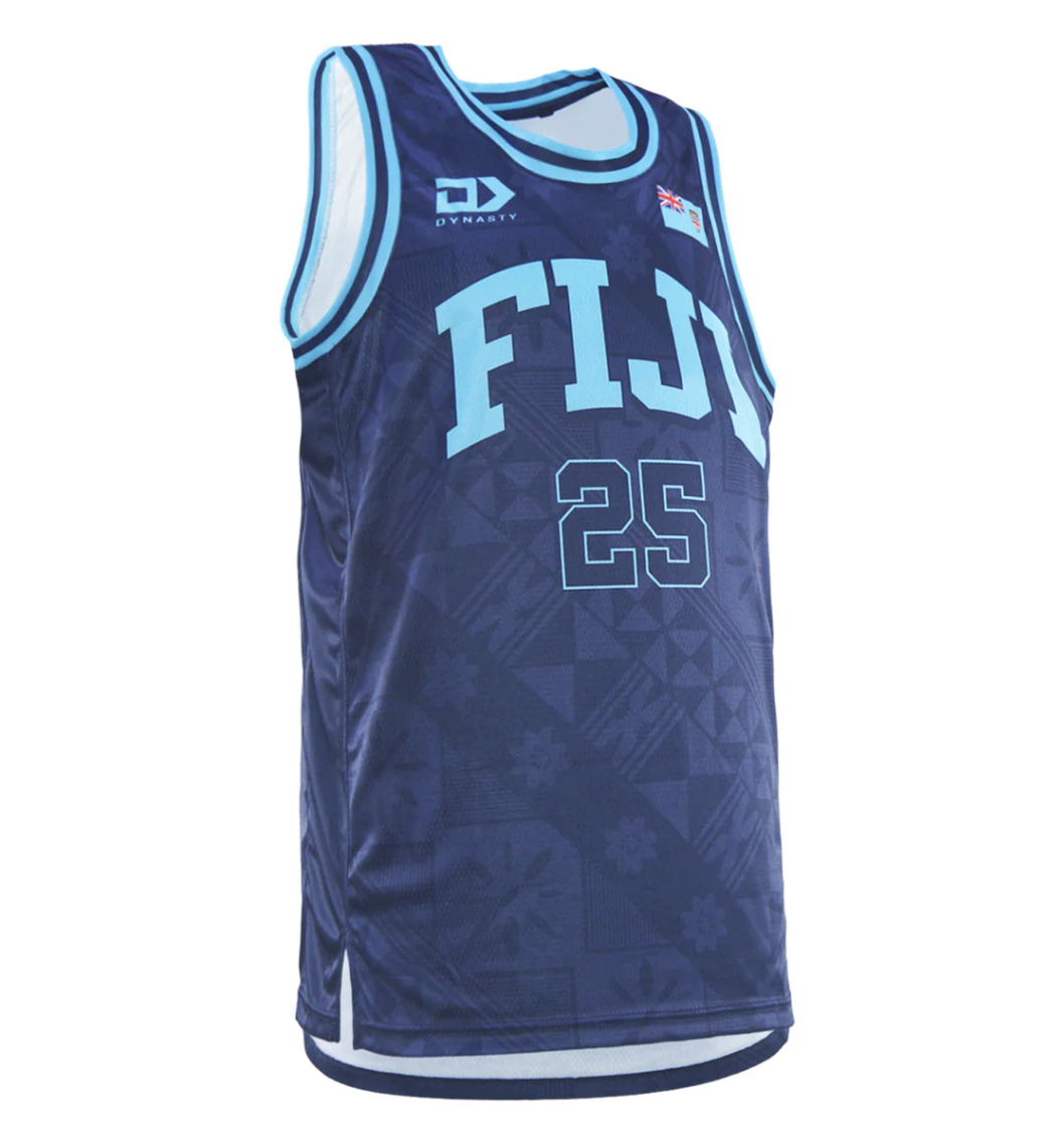 2025 Fiji Bati Mens Basketball Singlet - Navy Right 2025 Fiji Bati Mens Basketball Singlet - Navy Right